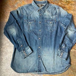 RRL Slim Fit Denim Western Shirt- Mens XL